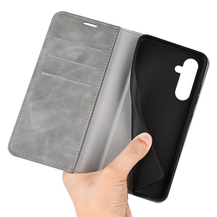 Bild 4,  Samsung Galaxy A35 5G Fodral Flip Skin Touch Grå - Teknikhallen.se