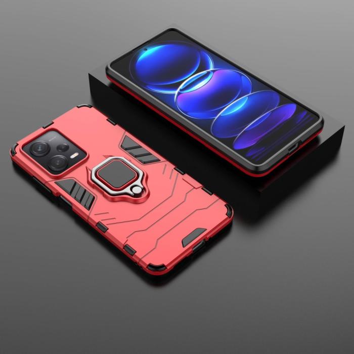 Bild 5,  Xiaomi Redmi Note 12 Pro 5G Skal Ring Hybrid Armor Röd - Teknikhallen.se