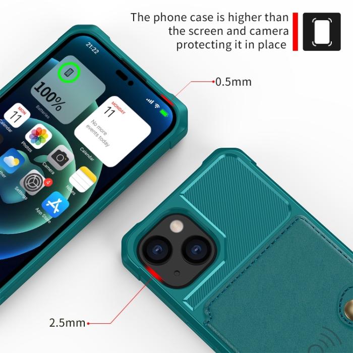 Bild 6,  iPhone 14 Skal Med Magnetiskt Plånbok Cyan - Teknikhallen.se