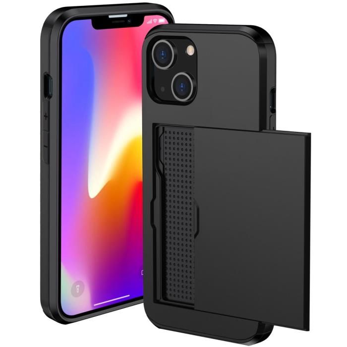 Bild 2,  iPhone 15 Skal Hybrid Med Kortfack Svart - Teknikhallen.se