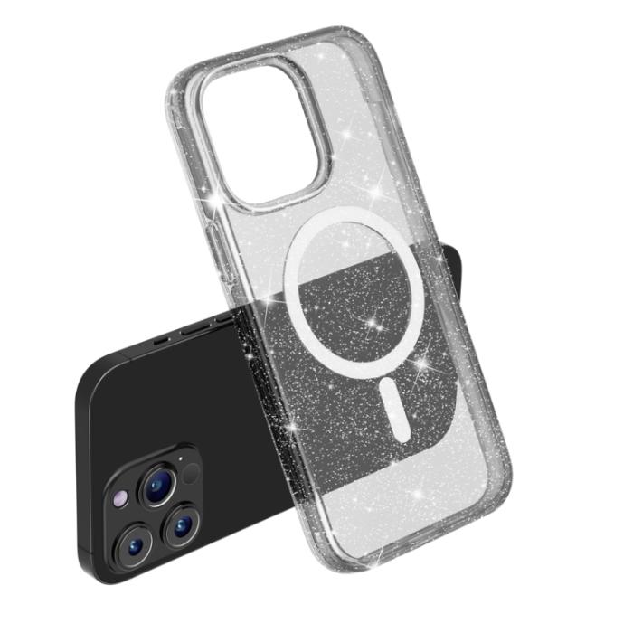 Bild 6,  iPhone 15 Pro Max Skal MagSafe Glitter Svart - Teknikhallen.se