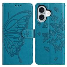  iPhone 17 Fodral Med Fj&auml;ril Tryck Bl&aring; - Teknikhallen.se