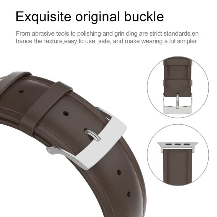 Bild 5, ColorPop Äkta Läder Armband Apple Watch 42/44/45/46/49 mm Mörk Brun - Teknikhallen.se