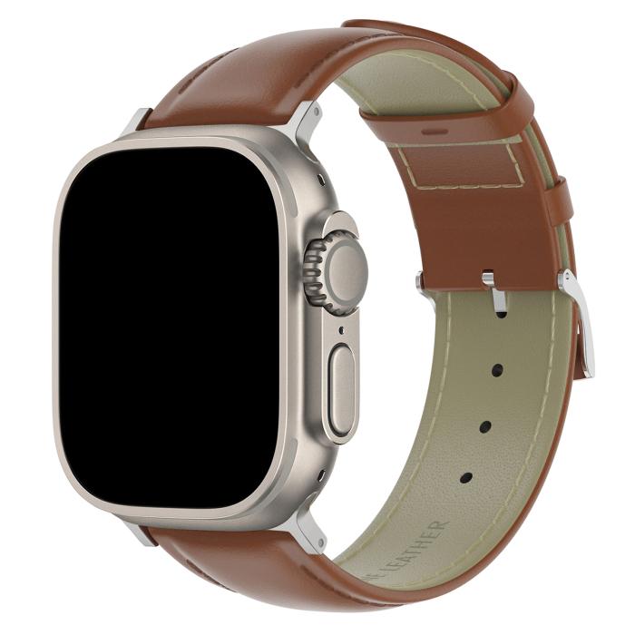 Bild 2, ColorPop Äkta Läder Armband Apple Watch 42/41/40/38 mm Brun - Teknikhallen.se