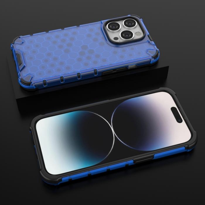 Bild 3,  iPhone 15 Pro Skal Honeycomb Shockproof Blå - Teknikhallen.se