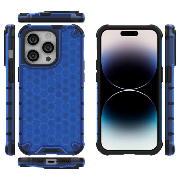 Bild 4,  iPhone 15 Pro Skal Honeycomb Shockproof Blå - Teknikhallen.se