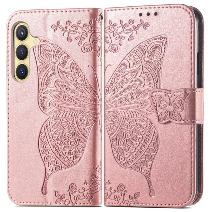 Bild 2,  Samsung Galaxy S25 Plus Fodral Med Fjäril Tryck Roséguld - Teknikhallen.se
