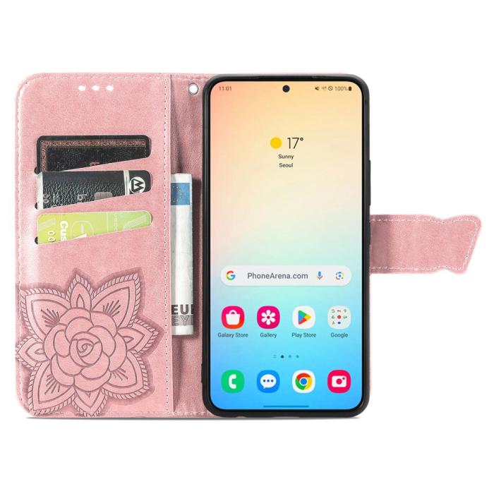 Bild 3,  Samsung Galaxy S25 Plus Fodral Med Fjäril Tryck Roséguld - Teknikhallen.se