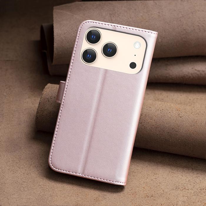 Bild 5, BINFEN BINFEN iPhone 17 Pro Fodral Läder Roséguld - Teknikhallen.se
