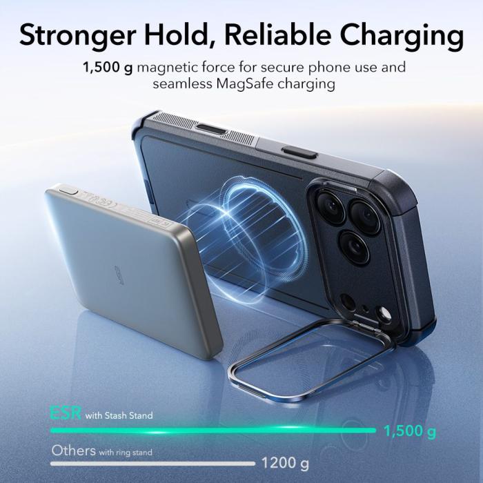 Bild 6, ESR ESR iPhone 17 Pro Max Skal MagSafe Cyber Kickstand Svart - Teknikhallen.se