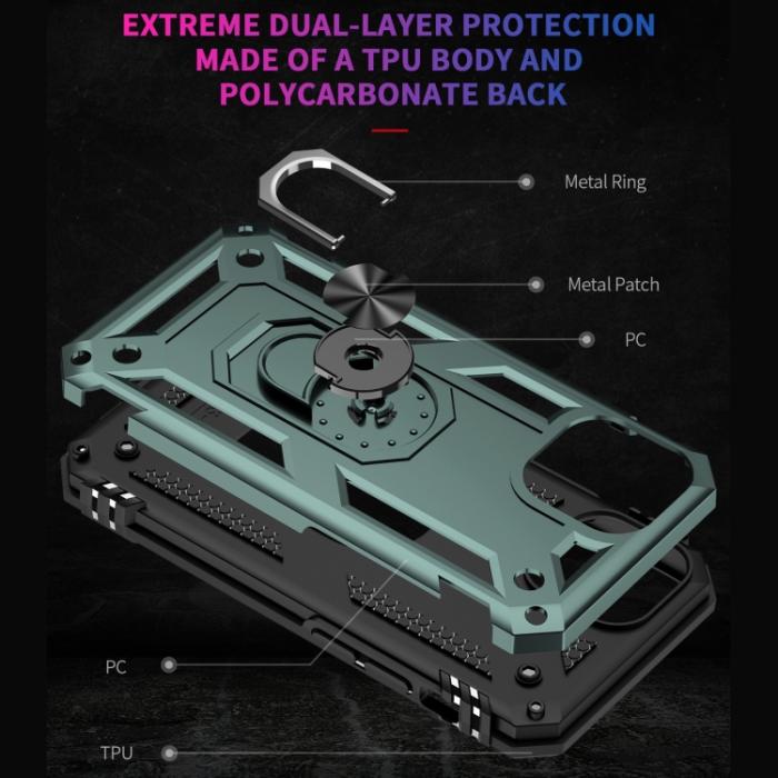 Bild 5,  iPhone 14 Plus Skal Shockproof Ring Grön - Teknikhallen.se