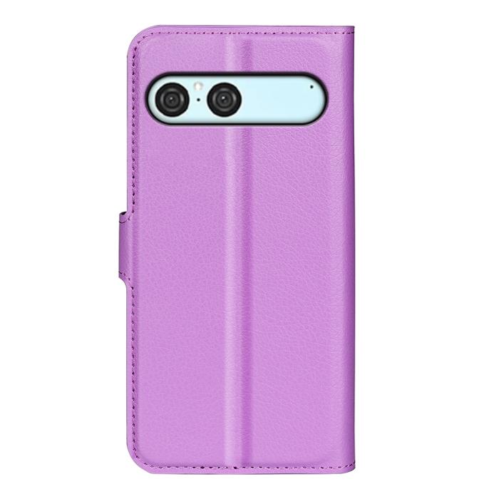 Bild 3,  Sony Xperia 10 VII Fodral Litchi Läder Lila - Teknikhallen.se