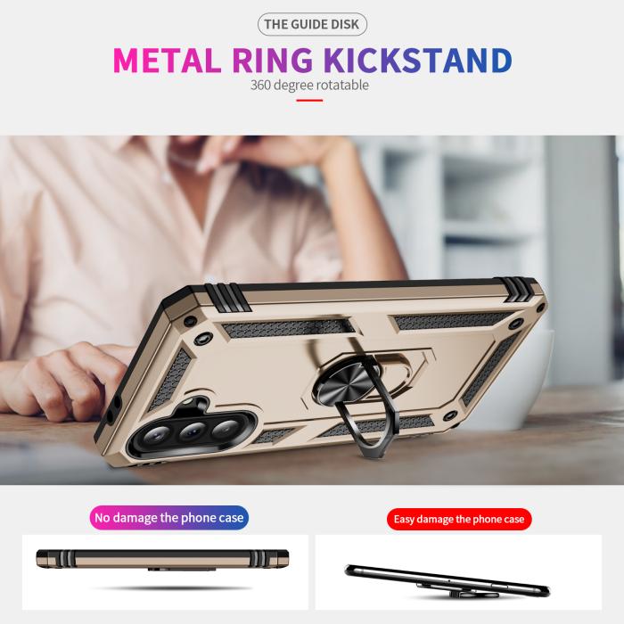 Bild 2,  Samsung Galaxy A37 5G Skal Shockproof Hybrid Ring Guld - Teknikhallen.se
