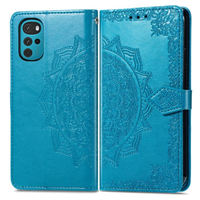 Bild 2,  Motorola Moto G22 Fodral Mandala Läder Blå - Teknikhallen.se