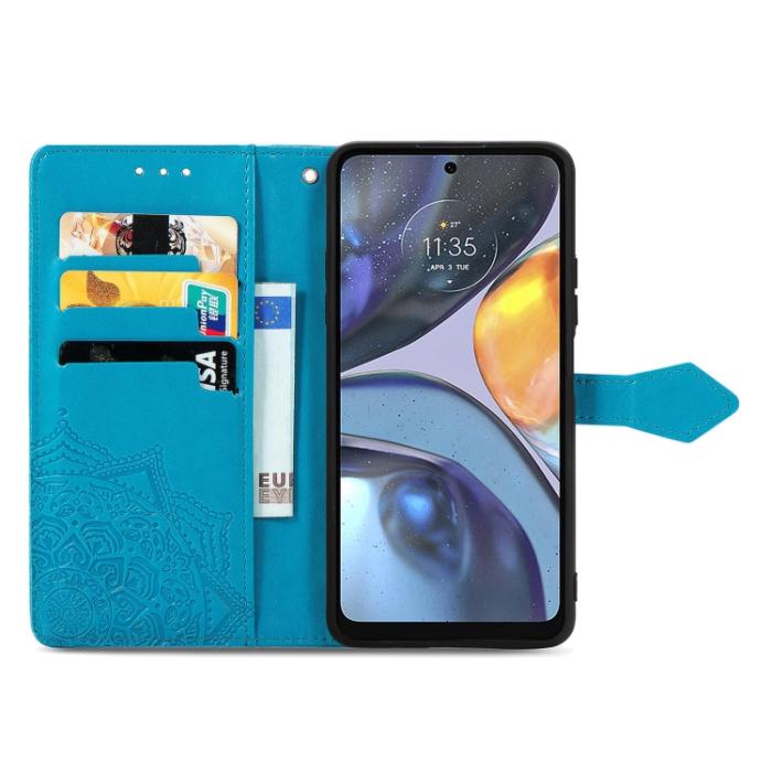 Bild 3,  Motorola Moto G22 Fodral Mandala Läder Blå - Teknikhallen.se