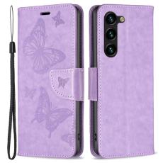  Samsung Galaxy S23 Plus Fodral Fj&auml;rilar Lila - Teknikhallen.se