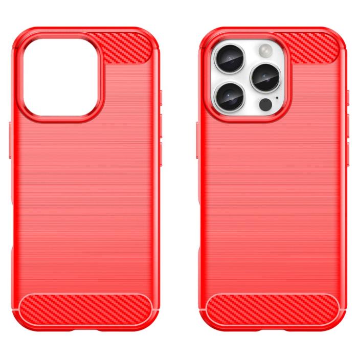 Bild 2,  iPhone 16 Pro Skal Kolfiber Textur Röd - Teknikhallen.se
