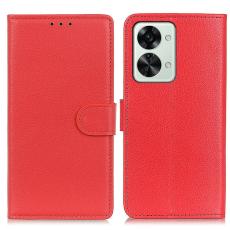  OnePlus Nord 2T 5G Fodral Litchi L&auml;der R&ouml;d - Teknikhallen.se