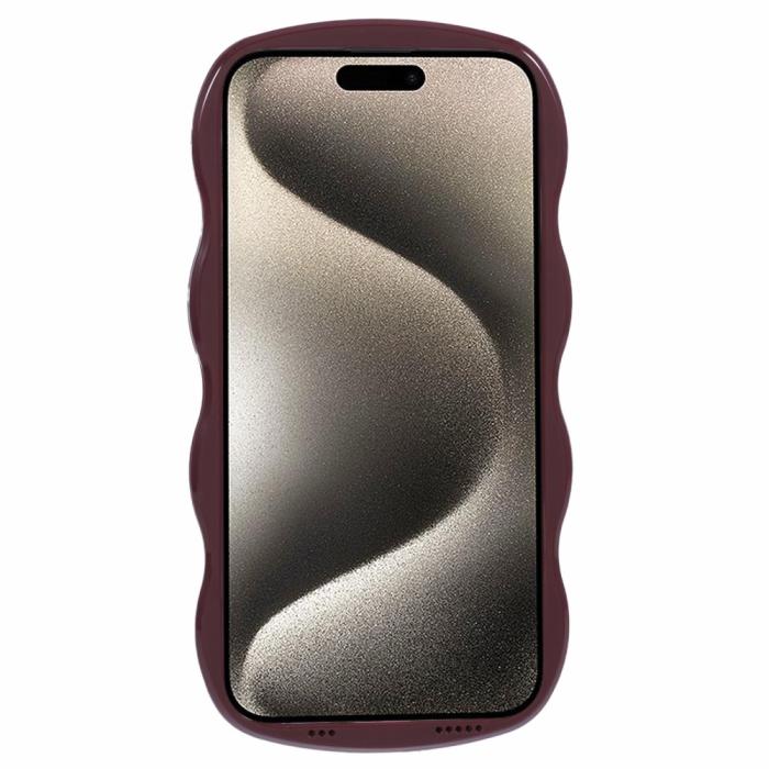 Bild 2,  iPhone 15 Mobilskal Wavy Textur Vinröd - Teknikhallen.se