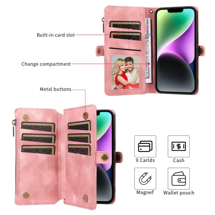 Bild 5,  iPhone 15 Plus Fodral RFID Multifunktionell Flerkort Brun - Teknikhallen.se