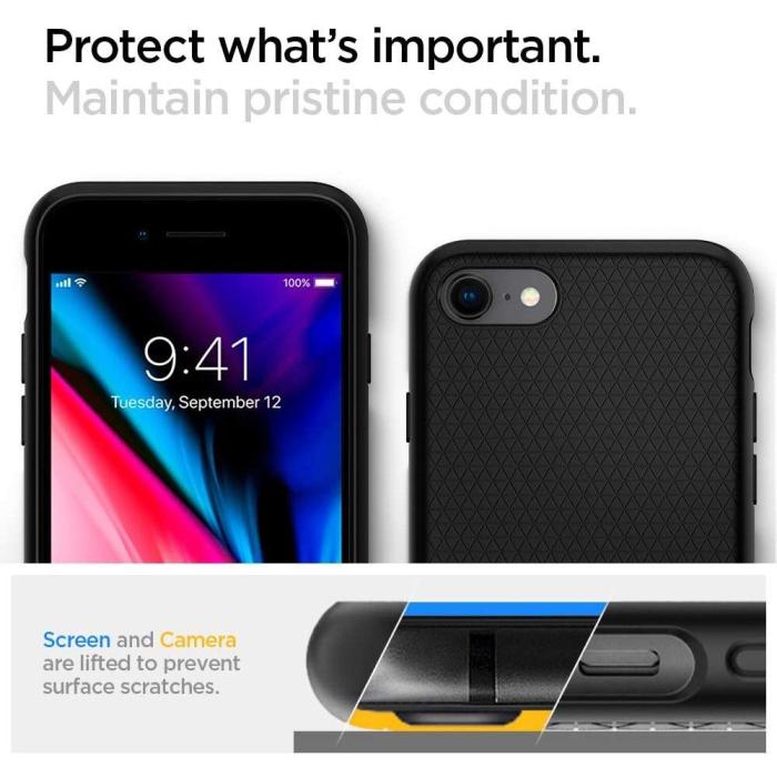 Bild 6, Spigen Spigen iPhone 7/8/SE Skal Liquid Air Svart - Teknikhallen.se