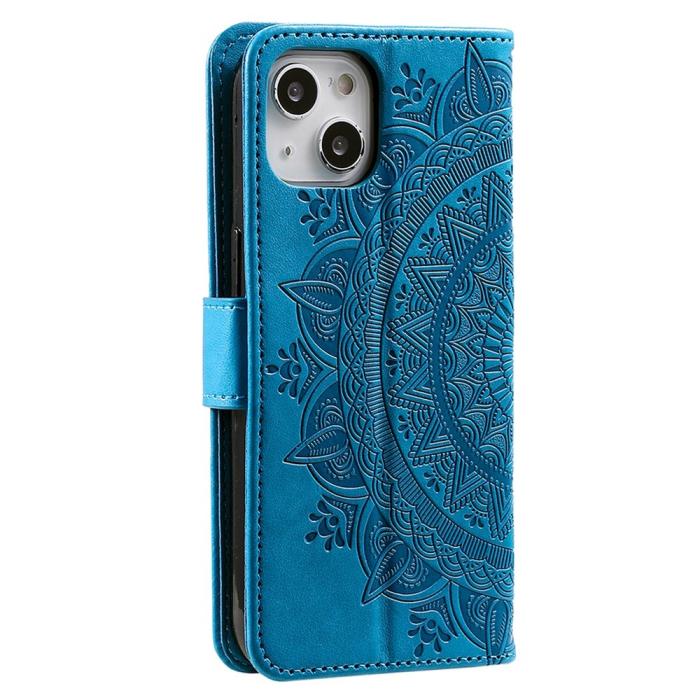 Bild 6,  iPhone 15 Fodral Mandala Läder Blå - Teknikhallen.se