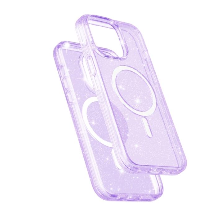 Bild 5,  iPhone 15 Pro Max Skal MagSafe Glitter Lila - Teknikhallen.se