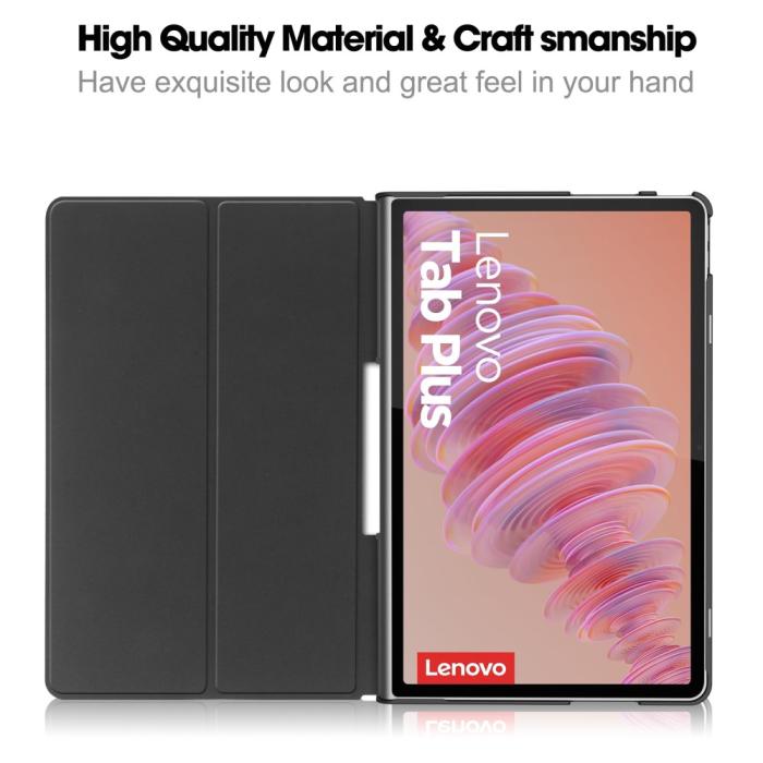 Bild 2,  Lenovo Tab Plus Fodral Läder Svart - Teknikhallen.se