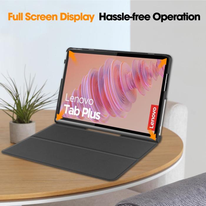 Bild 3,  Lenovo Tab Plus Fodral Läder Svart - Teknikhallen.se