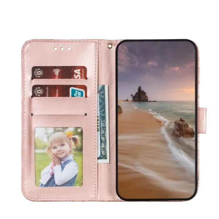 Bild 4,  Samsung Galaxy A24 5G Fodral Med Blommigt Tryck Roséguld - Teknikhallen.se