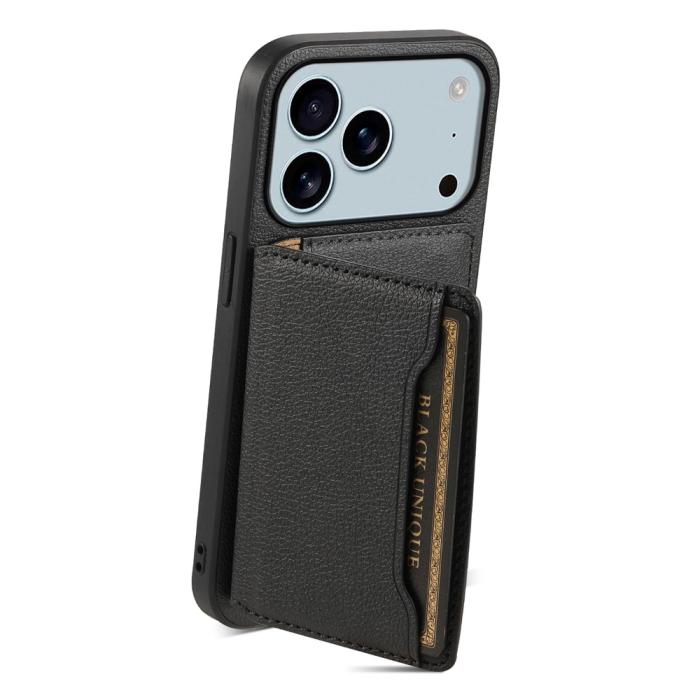 Bild 2,  iPhone 17 Pro Skal Med Kortfack Läder Svart - Teknikhallen.se