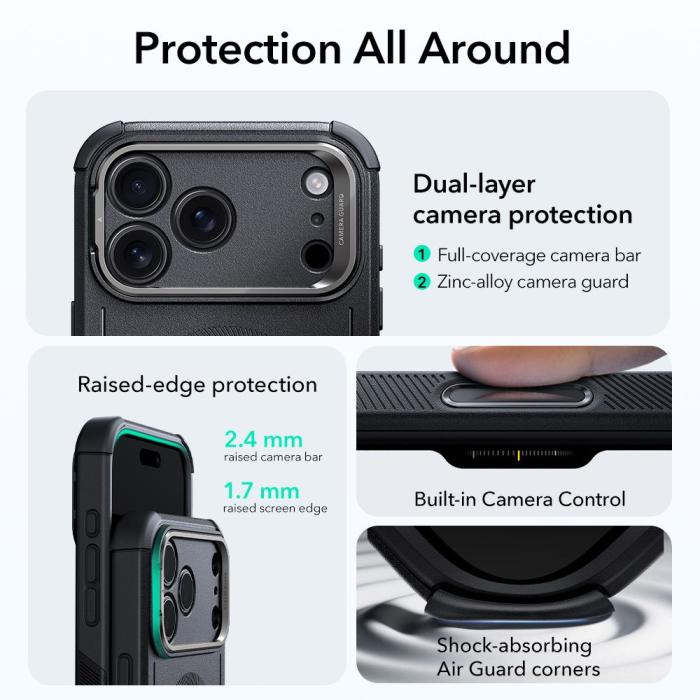 Bild 3, ESR ESR iPhone 17 Pro Skal MagSafe Cyber Kickstand Svart - Teknikhallen.se