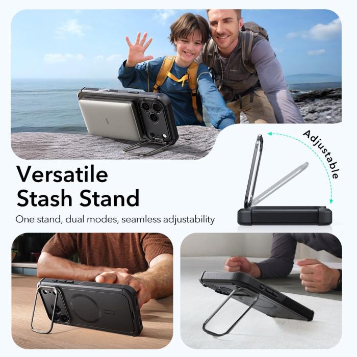 Bild 5, ESR ESR iPhone 17 Pro Skal MagSafe Cyber Kickstand Svart - Teknikhallen.se