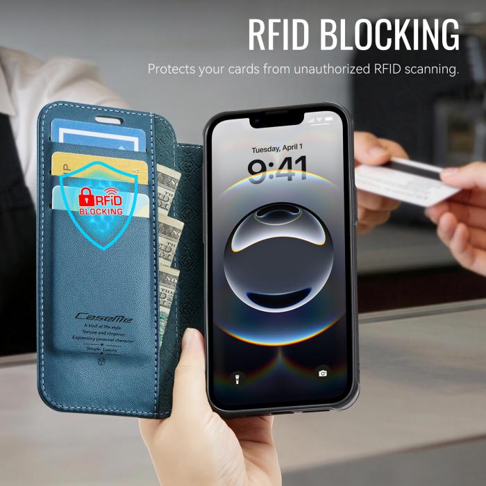 Bild 4, CASEME CASEME iPhone 16e/17e Skal RFID Plånbok Blå - Teknikhallen.se
