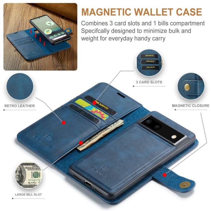 Bild 4, DG.MING DG.MING Google Pixel 6A 2in1 Magnet Fodral / Skal Blå - Teknikhallen.se