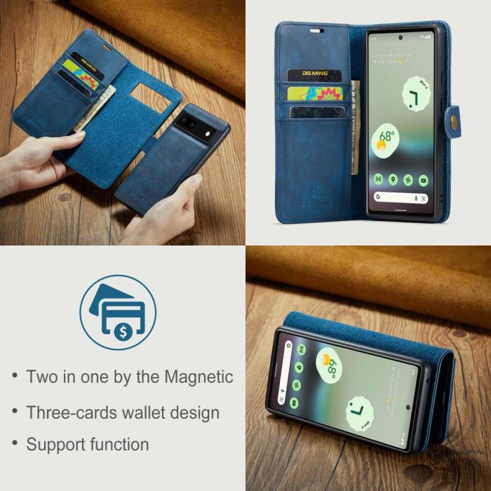 Bild 6, DG.MING DG.MING Google Pixel 6A 2in1 Magnet Fodral / Skal Blå - Teknikhallen.se