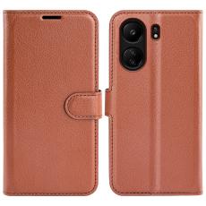  Xiaomi Redmi 13C 4G Fodral Litchi L&auml;der Brun - Teknikhallen.se