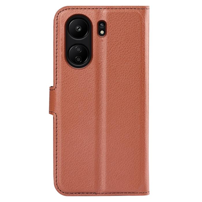 Bild 6,  Xiaomi Redmi 13C 4G Fodral Litchi Läder Brun - Teknikhallen.se