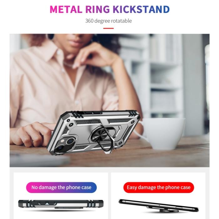 Bild 3,  iPhone 14 Plus Skal Shockproof Ring Silver - Teknikhallen.se