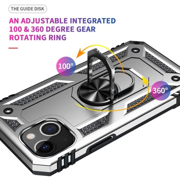 Bild 4,  iPhone 14 Plus Skal Shockproof Ring Silver - Teknikhallen.se