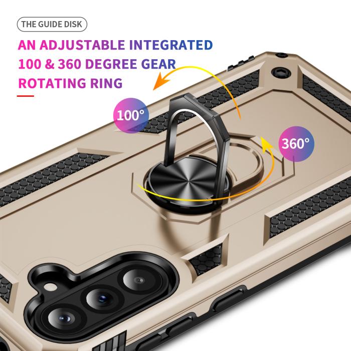 Bild 3,  Samsung Galaxy A37 5G Skal Shockproof Hybrid Ring Guld - Teknikhallen.se