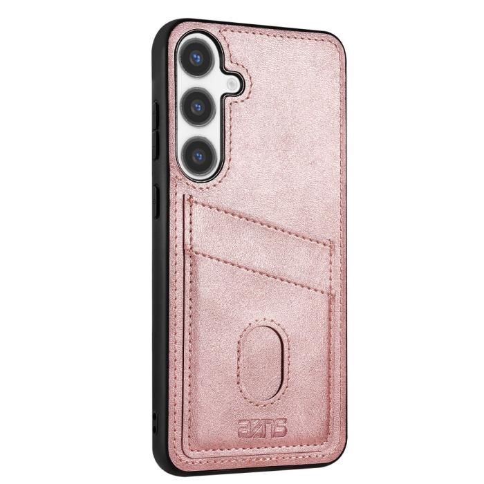 Bild 2, AZNS AZNS Samsung Galaxy S25 Skal Med Kortfack Läder Roséguld - Teknikhallen.se