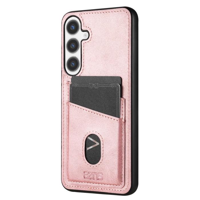 Bild 3, AZNS AZNS Samsung Galaxy S25 Skal Med Kortfack Läder Roséguld - Teknikhallen.se