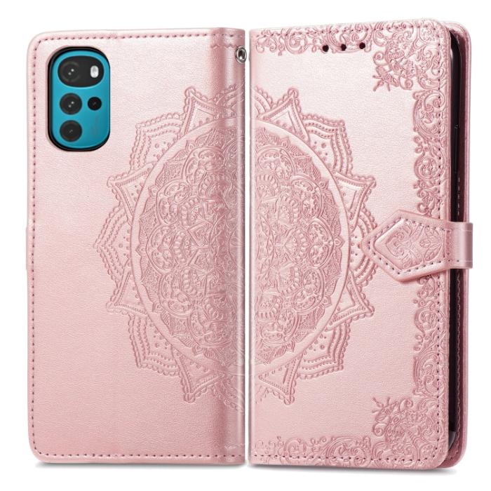 Bild 2,  Motorola Moto G22 Fodral Mandala Läder Roséguld - Teknikhallen.se
