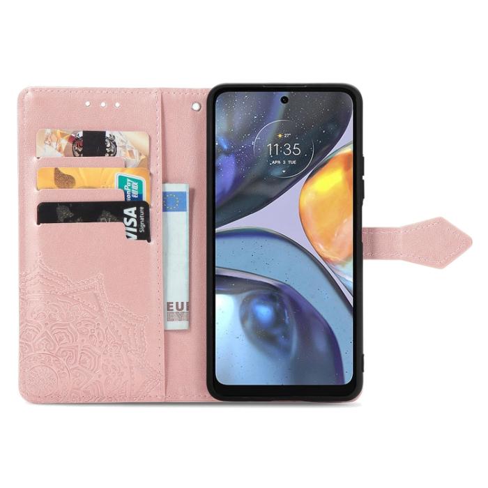 Bild 3,  Motorola Moto G22 Fodral Mandala Läder Roséguld - Teknikhallen.se
