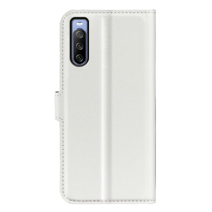 Bild 6,  Sony Xperia 10 IV Fodral Litchi Läder Vit - Teknikhallen.se