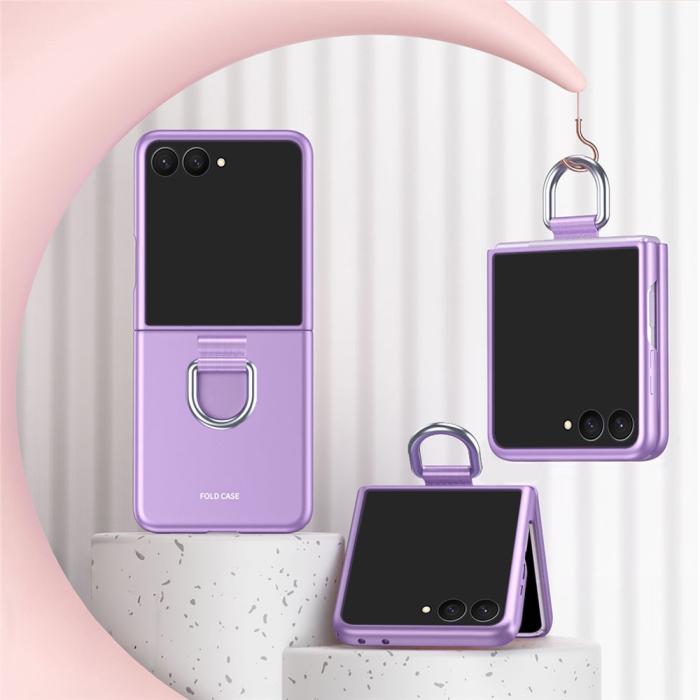 Bild 2,  Samsung Galaxy Z Flip 8 Skal med Ringhållare Gummerad PC Lila - Teknikhallen.se