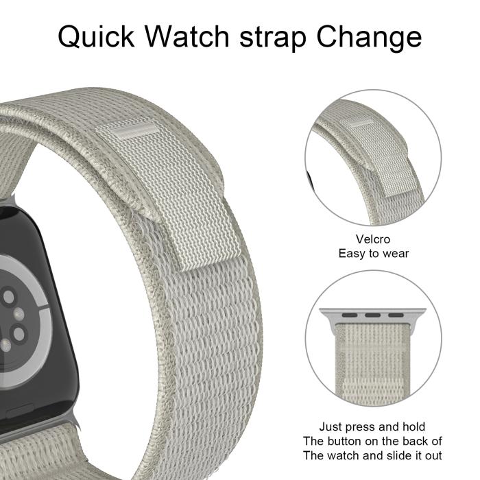 Bild 5, ColorPop Apple Watch 38/40/41/42 mm Armband Nylon Trail Loop Ljus Grå - Teknikhallen.se