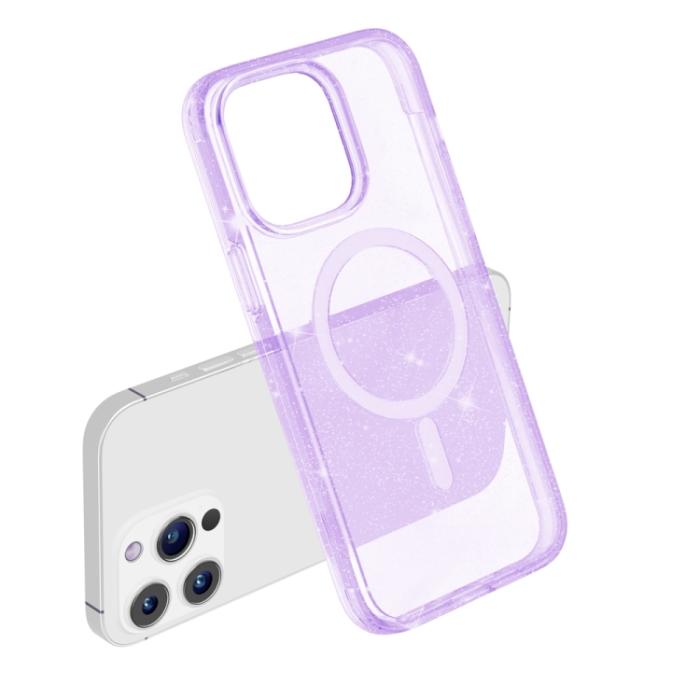 Bild 6,  iPhone 15 Pro Max Skal MagSafe Glitter Lila - Teknikhallen.se