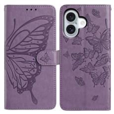  iPhone 17 Fodral Med Fj&auml;ril Tryck Lila - Teknikhallen.se